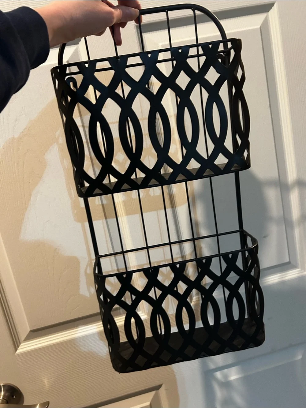 Black Decorative Hanging Wall Organizer - Double Basket excellent condition